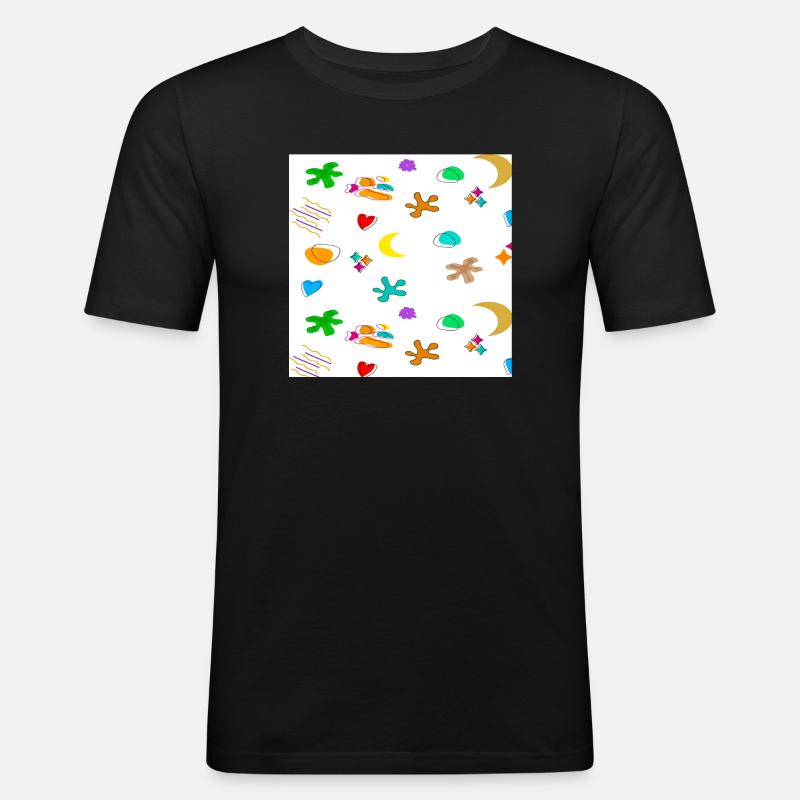 Muster1 - Männer Slim Fit T-Shirt - Schwarz
