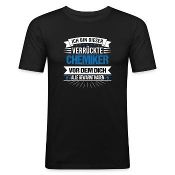 Chemiker Chemie Akademiker Warnung - Männer Slim Fit T-Shirt - Schwarz - Vorne - Nik (191cm)