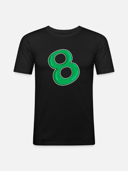 Eight - 8 - Green - Men's Slim Fit T-Shirt - black