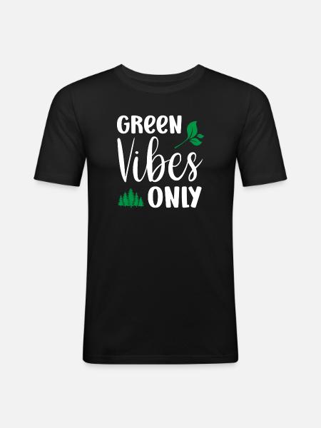 Green Vibes Only - Men's Slim Fit T-Shirt - black