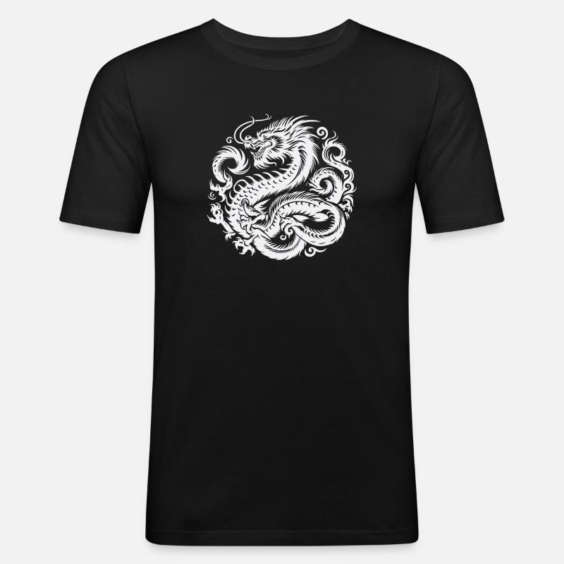 Chinesisches Drachen-Tattoo - Männer Slim Fit T-Shirt - Schwarz