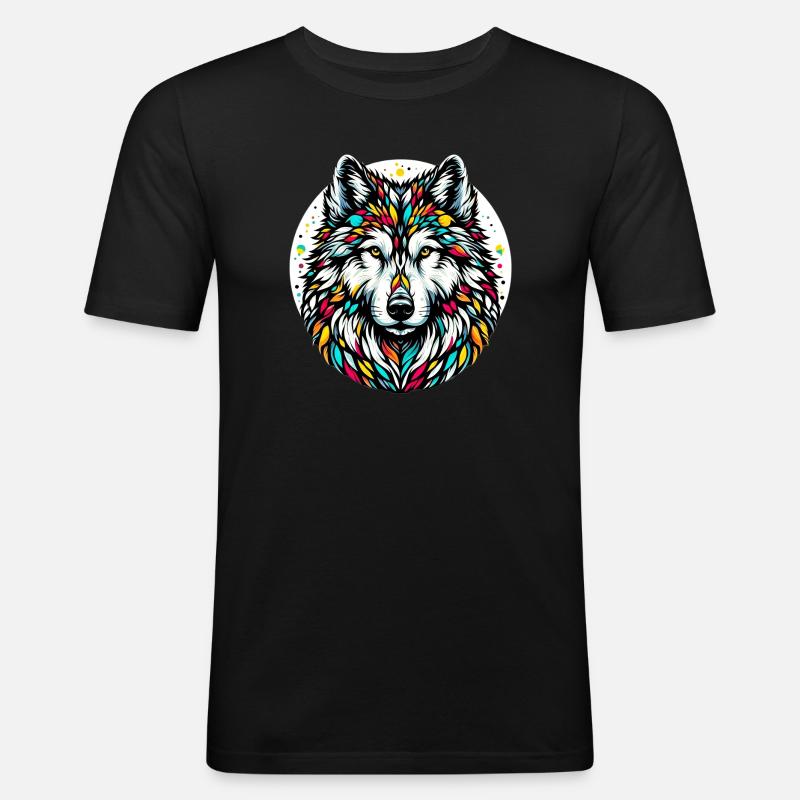 Wolf - Men's Slim Fit T-Shirt - black