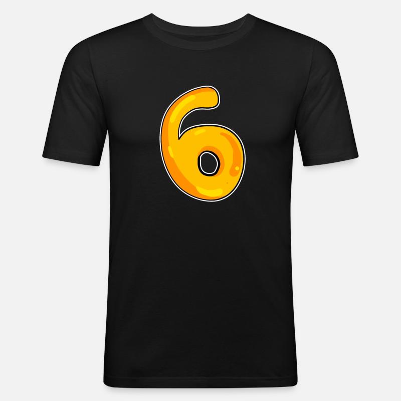 Zahl 6 Nummer - Männer Slim Fit T-Shirt - Schwarz