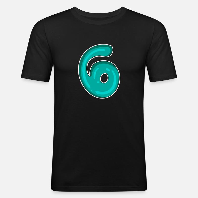 Zahl 6 Nummer - Männer Slim Fit T-Shirt - Schwarz