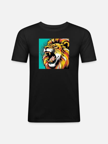Lion Pop Art - Men's Slim Fit T-Shirt - black