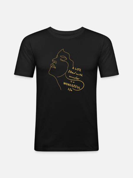 Life Full of Wonders – Line Art Quote - Men's Slim Fit T-Shirt - black