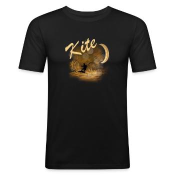 Kite - Männer Slim Fit T-Shirt - Schwarz - Vorne - Nik (191cm)