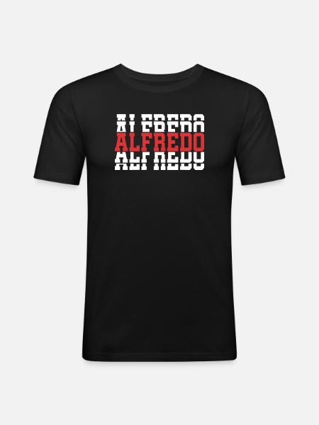 Alfredo T-Shirt gestapelter Text Geschenkidee - Männer Slim Fit T-Shirt - Schwarz