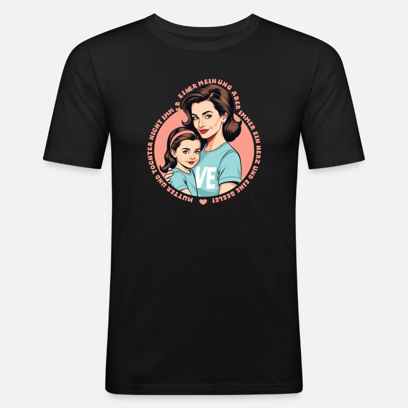 Mutter und Tochter - Männer Slim Fit T-Shirt - Schwarz