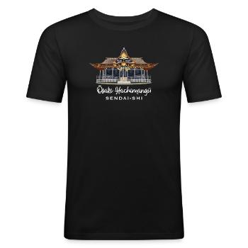 Japan, Osaki Hachimangu Shrine, Sendai, drawing - Men's Slim Fit T-Shirt - black - Front - Nik (191cm)