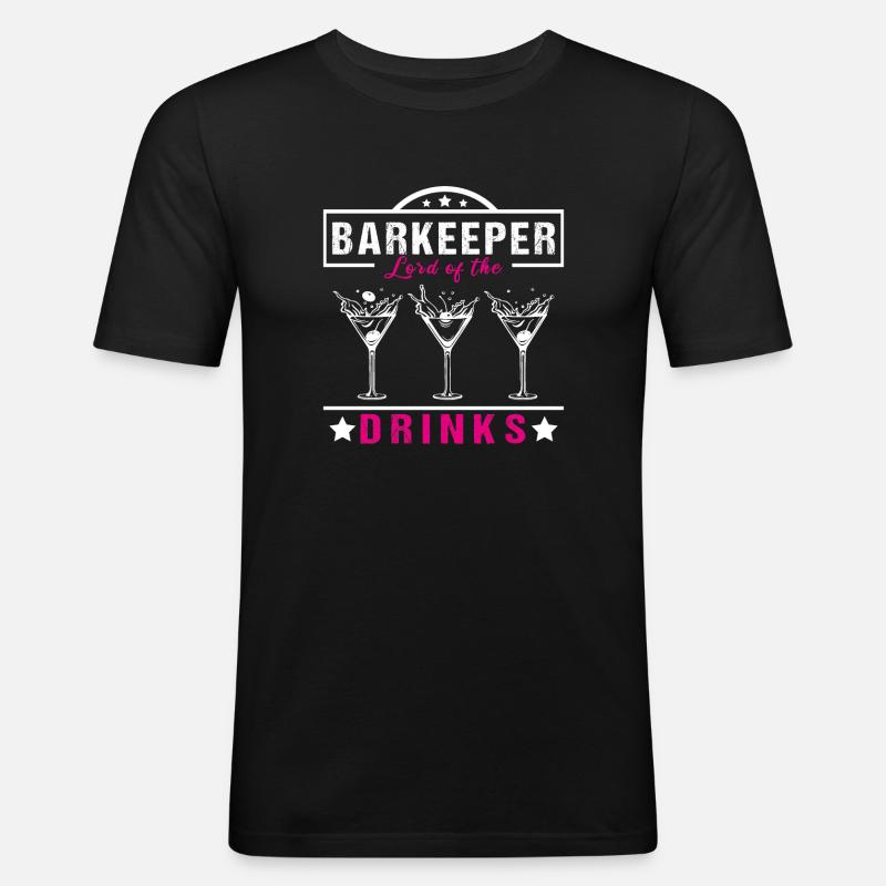 Barkeeper Lord - Männer Slim Fit T-Shirt - Schwarz