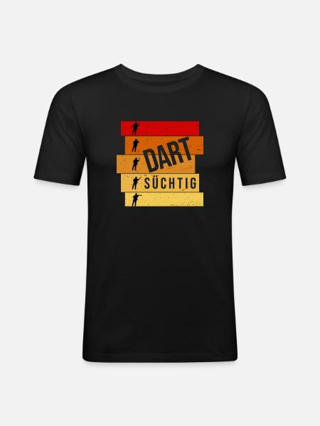 Dart süchtig - Männer Slim Fit T-Shirt - Schwarz