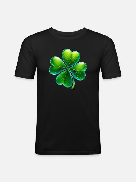 Four-leaf clover - Men's Slim Fit T-Shirt - black