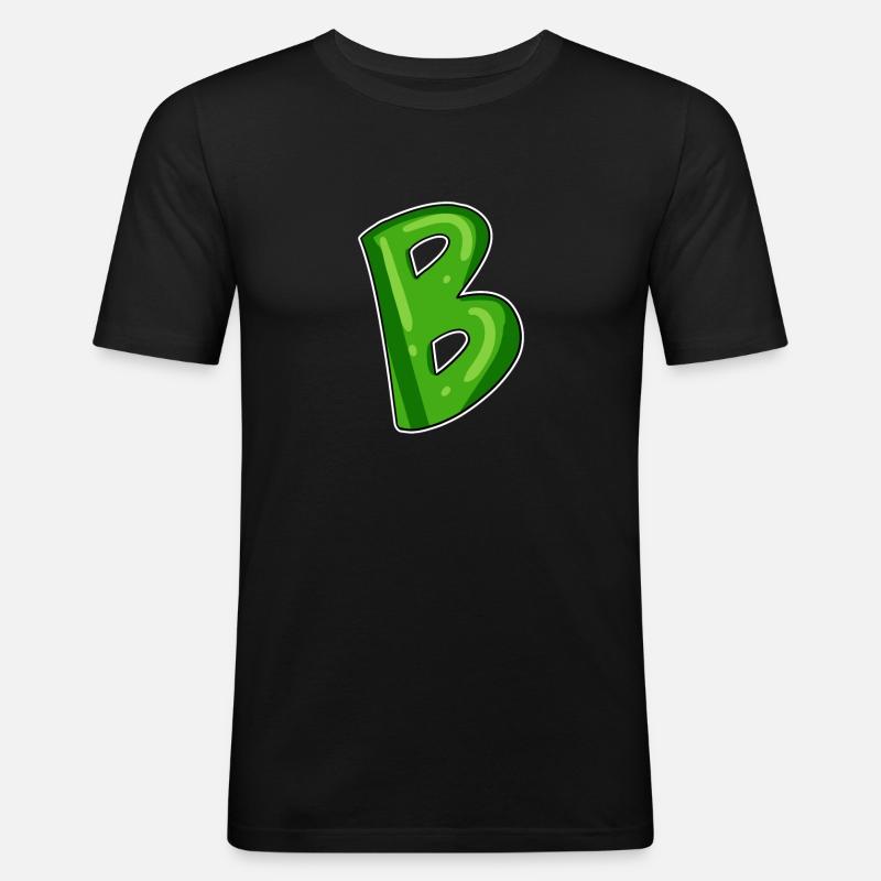 Buchstabe B - Anfangsbuchstabe B - Männer Slim Fit T-Shirt - Schwarz