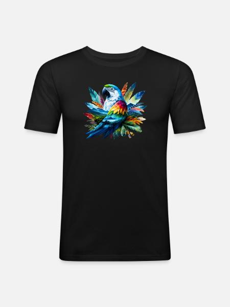 Perroquet - T-shirt près du corps Homme - noir
