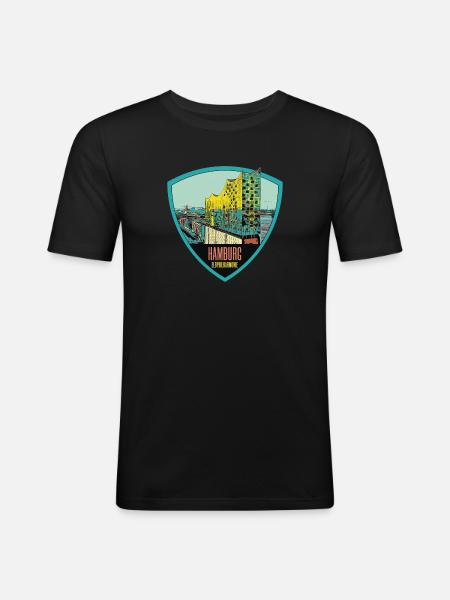 Illustration: , Hamburg - Men's Slim Fit T-Shirt - black
