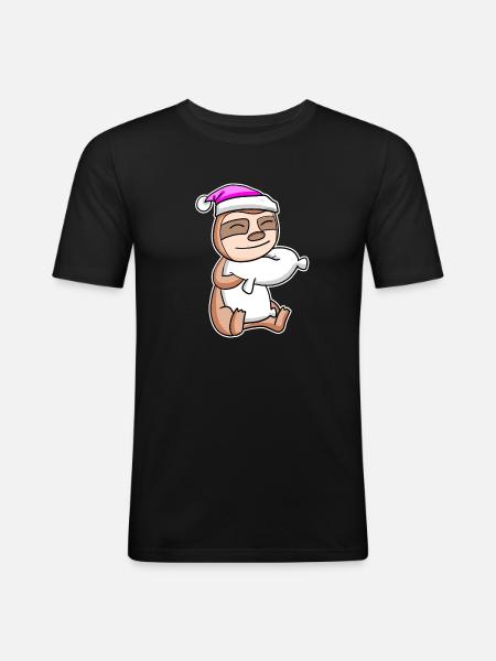 Sloth Tired Sleeping Sleeping Girl - Men's Slim Fit T-Shirt - black