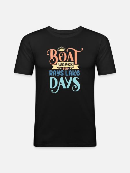 Boat Waves Sun Rays Lake Days - Men's Slim Fit T-Shirt - black