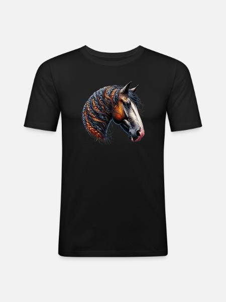 Cheval - T-shirt près du corps Homme - noir
