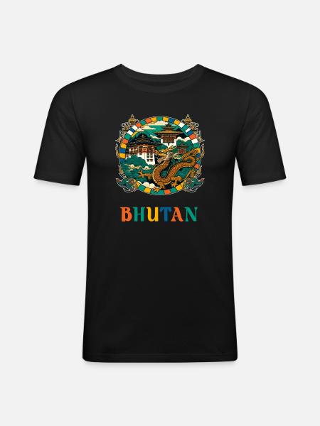 Bhutan Dragon Azja Południowa Thimphu - Obcisła koszulka męska - czarny