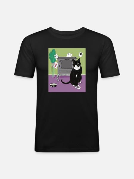 Cat Queen of Hearts. - Men's Slim Fit T-Shirt - black