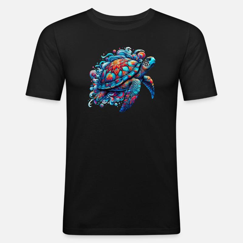 Schildkröte - Männer Slim Fit T-Shirt - Schwarz