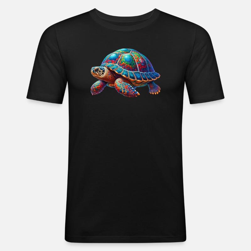 Schildkröte - Männer Slim Fit T-Shirt - Schwarz