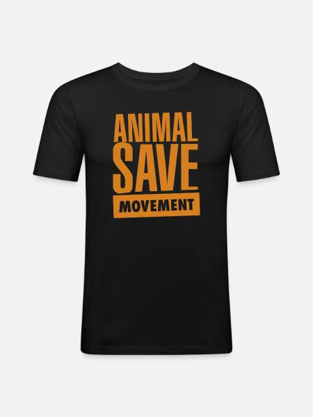 Animal Save Movement Orange - Männer Slim Fit T-Shirt - Schwarz