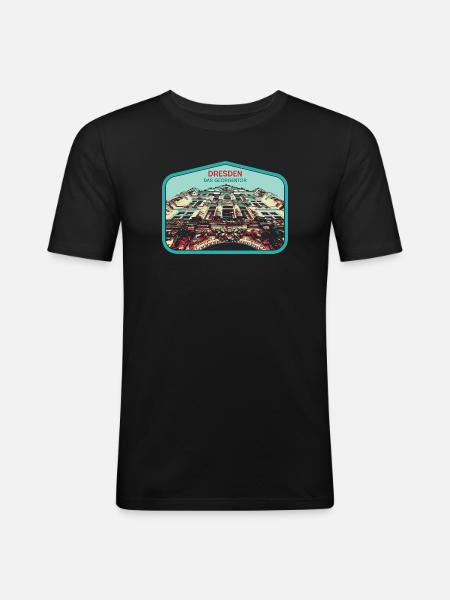 Illustration: Georgentor, Dresden - Men's Slim Fit T-Shirt - black