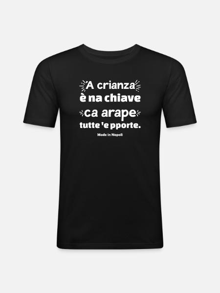 t-shirt Napoli proverbio napoletano aforisma detto - Maglietta aderente da uomo - nero
