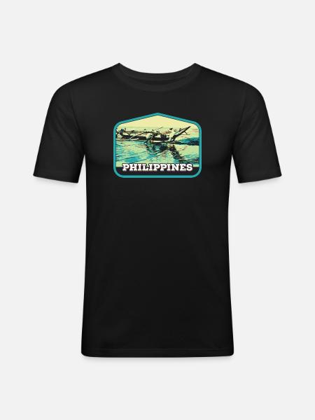 Pêche authentique aux Philippines - T-shirt près du corps Homme - noir