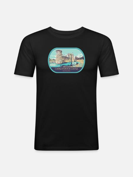 Illustration Caerlaverock Castle, Scotland - Men's Slim Fit T-Shirt - black