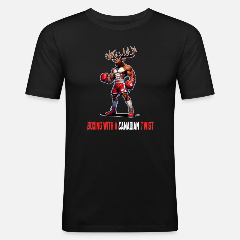 Kanada Elch Box Design - Männer Slim Fit T-Shirt - Schwarz