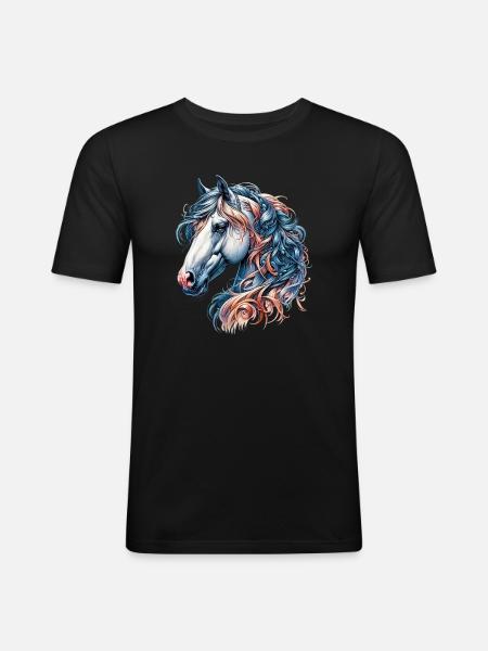 Cheval - T-shirt près du corps Homme - noir