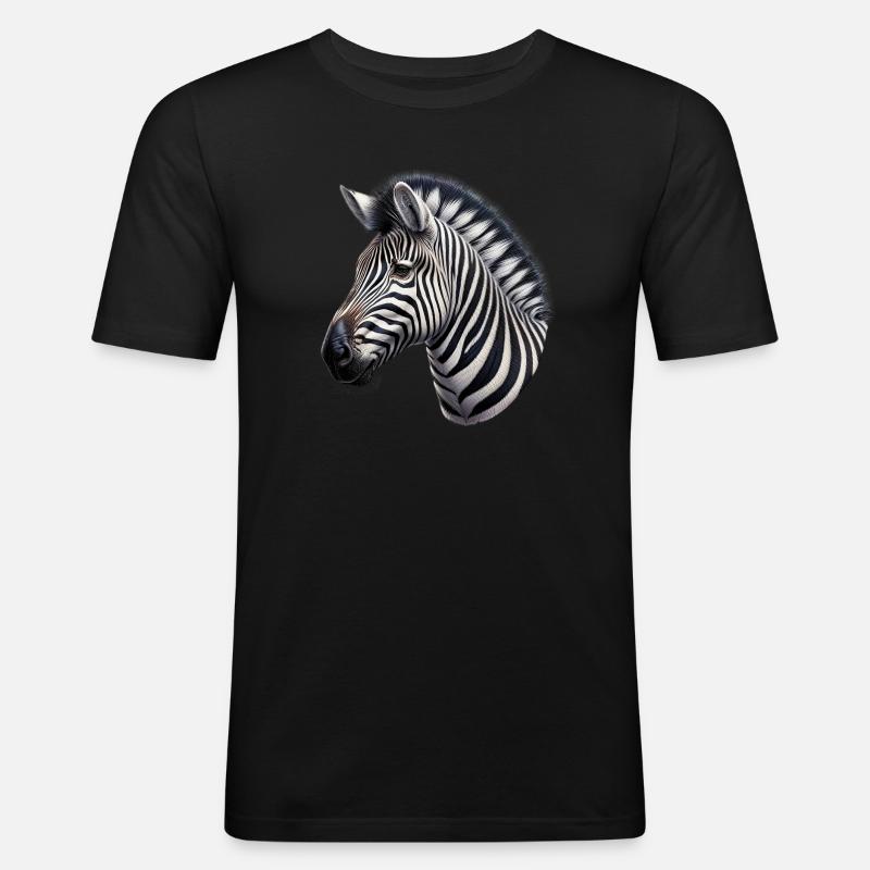 Zebra - Männer Slim Fit T-Shirt - Schwarz