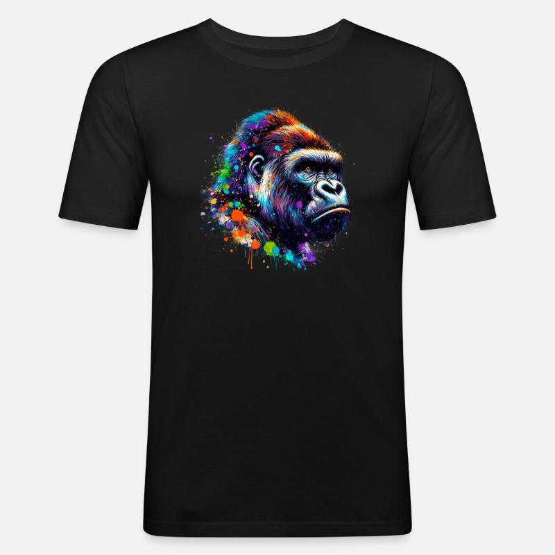 Gorilla - Männer Slim Fit T-Shirt - Schwarz