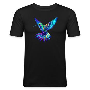 Kolibri - Männer Slim Fit T-Shirt - Schwarz - Vorne - Nik (191cm)