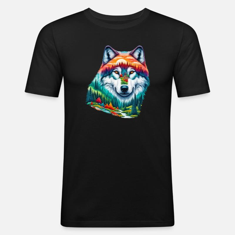 Wolf - Men's Slim Fit T-Shirt - black