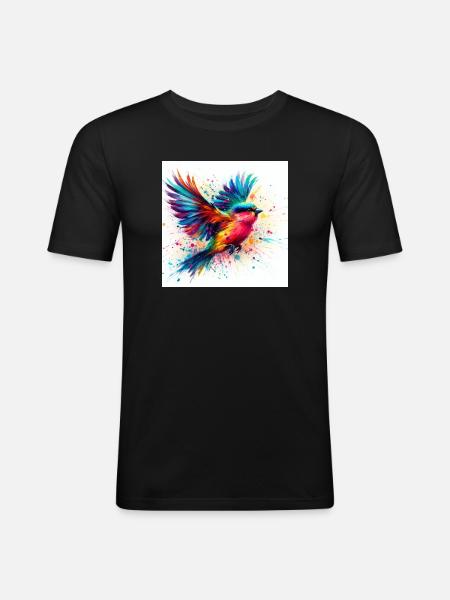Aquarell Vogel Fliegen - Männer Slim Fit T-Shirt - Schwarz