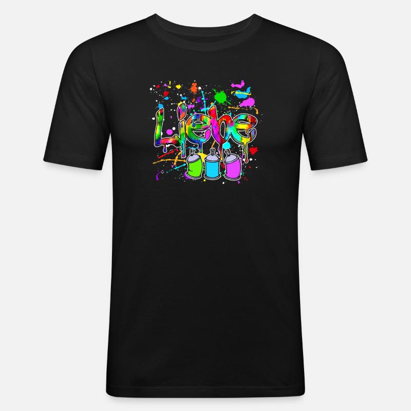 Spraydose Strassenkunst Wildstyle Graffite Sprayer - Männer Slim Fit T-Shirt - Schwarz