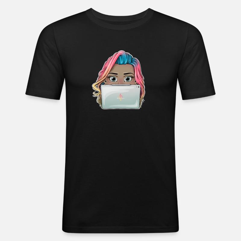 Lebendiges Reva Prisma arbeitendes Mädchen Design - Männer Slim Fit T-Shirt - Schwarz