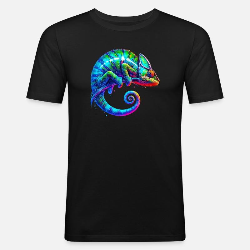 Chamäleon - Männer Slim Fit T-Shirt - Schwarz
