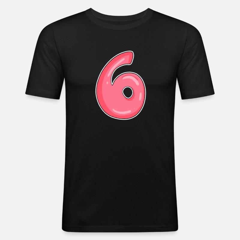 6 - Männer Slim Fit T-Shirt - Schwarz