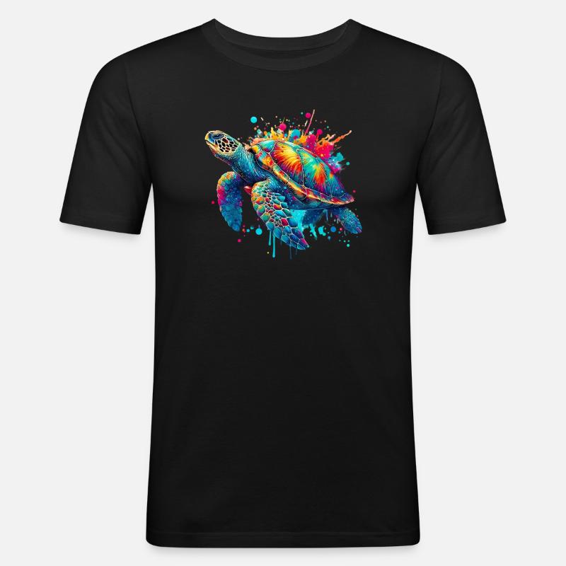 Schildkröte - Männer Slim Fit T-Shirt - Schwarz