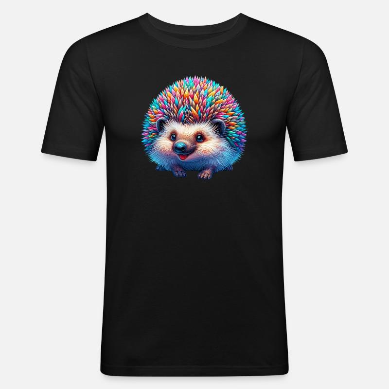 Igel - Männer Slim Fit T-Shirt - Schwarz