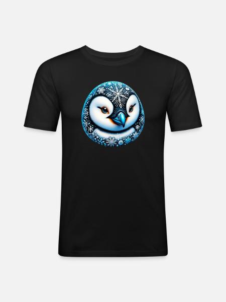 Penguin Snowflake Snowflakes - Men's Slim Fit T-Shirt - black
