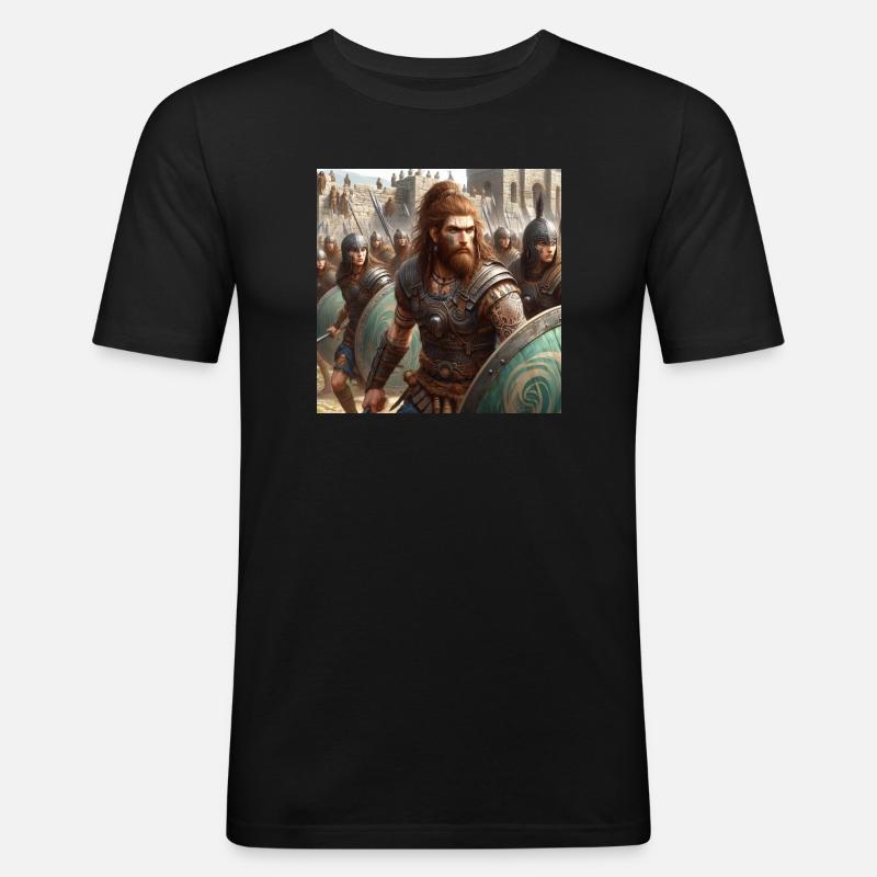 Keltiberer verteidigen Numancia - Männer Slim Fit T-Shirt - Schwarz