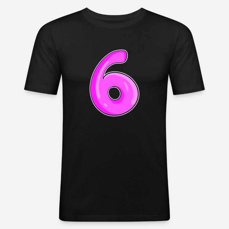 Zahl 6 Nummer - Männer Slim Fit T-Shirt - Schwarz