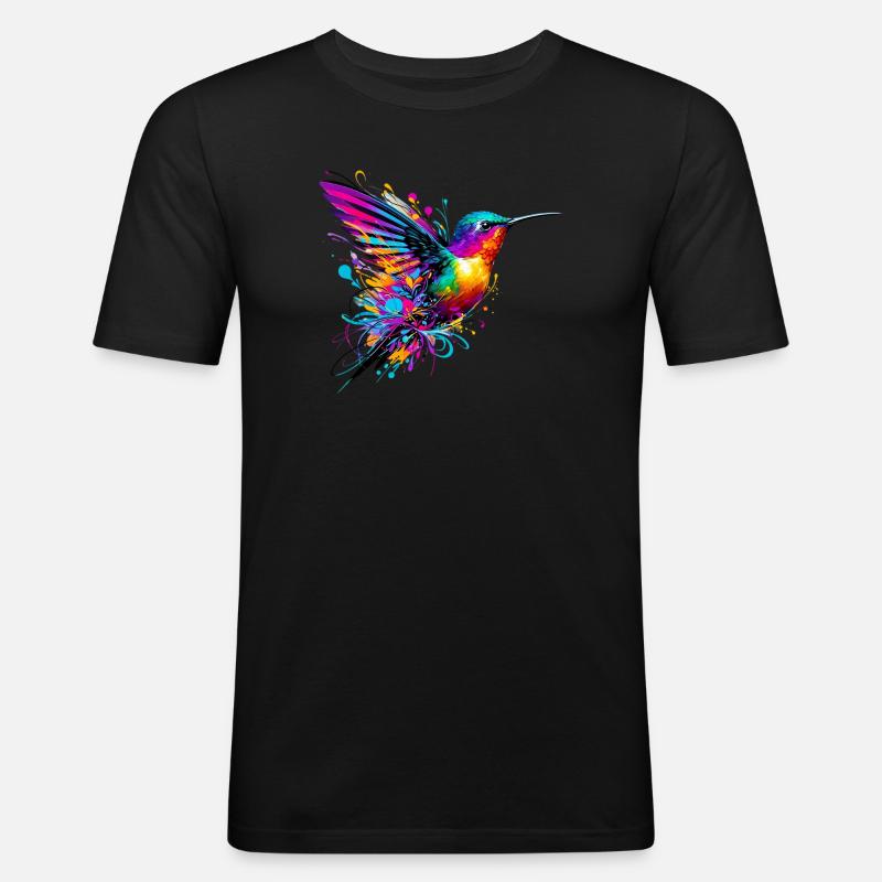 Kolibri - Männer Slim Fit T-Shirt - Schwarz