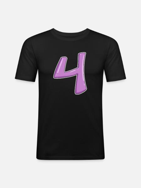 4 - Four Number Number - Men's Slim Fit T-Shirt - black
